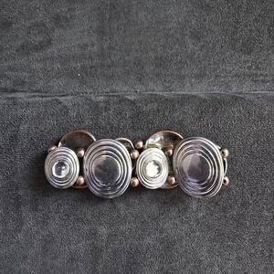 Silver-Tone Concentric Circle Barclet Bronze Accents